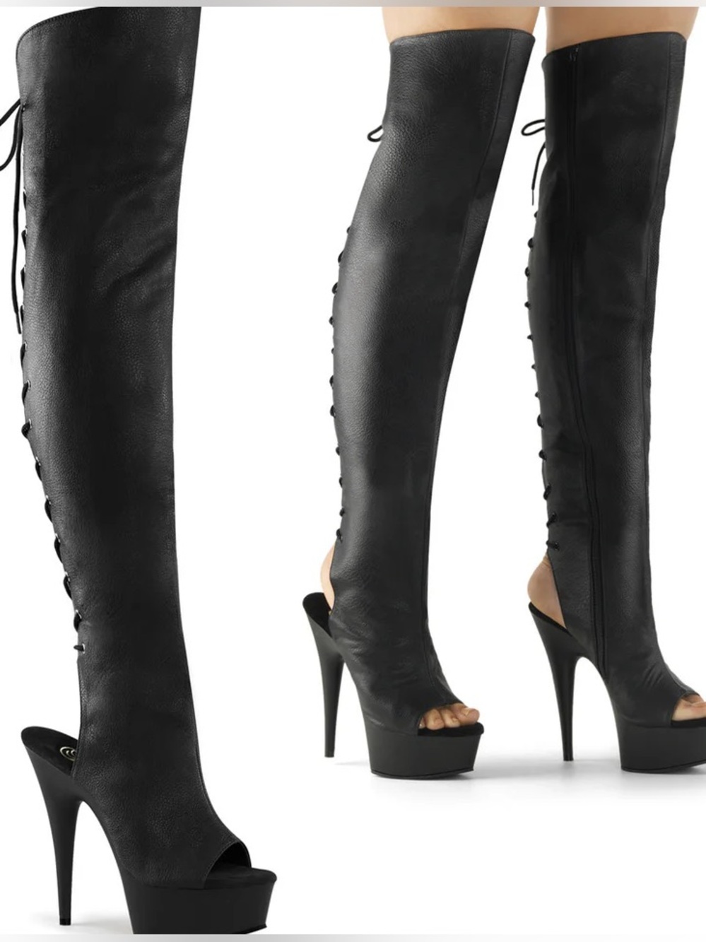 Pleaser Shoes Delight-3019 - Black Boot Heels